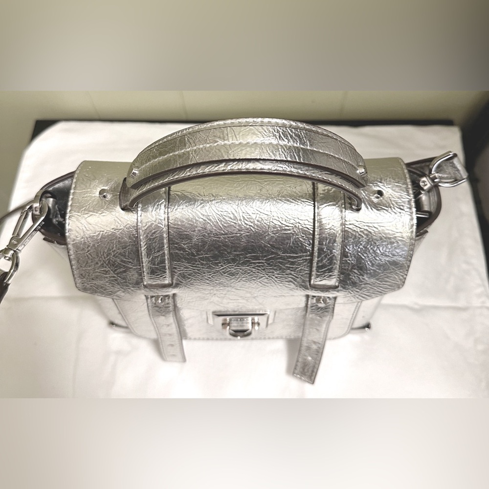 Manhattan Medium Crackled Metallic Leather Satchel - Picture 4 of 15